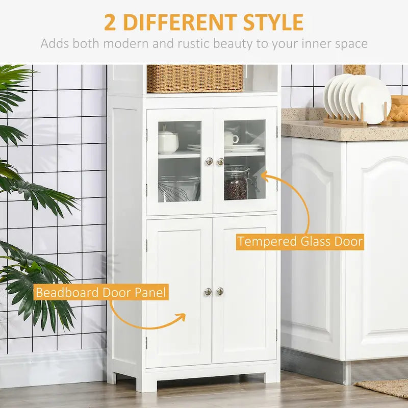 Buffet HOMCOM 63 avec vaisselier, armoire de cuisine, armoire de rangement autoportante