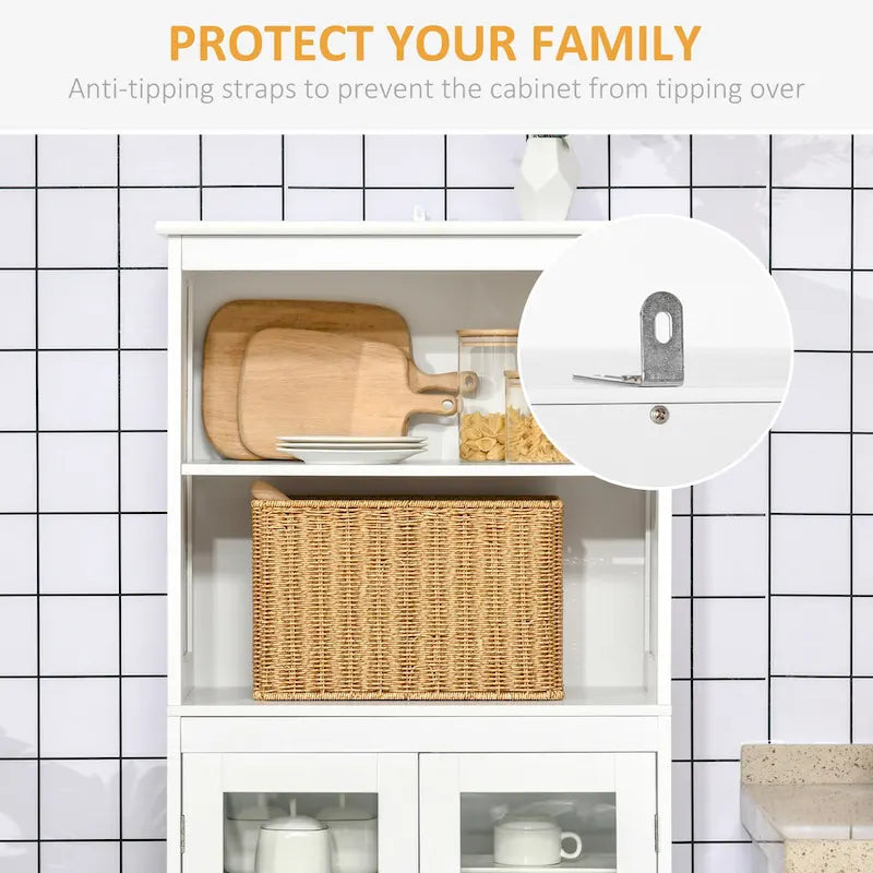 Buffet HOMCOM 63 avec vaisselier, armoire de cuisine, armoire de rangement autoportante