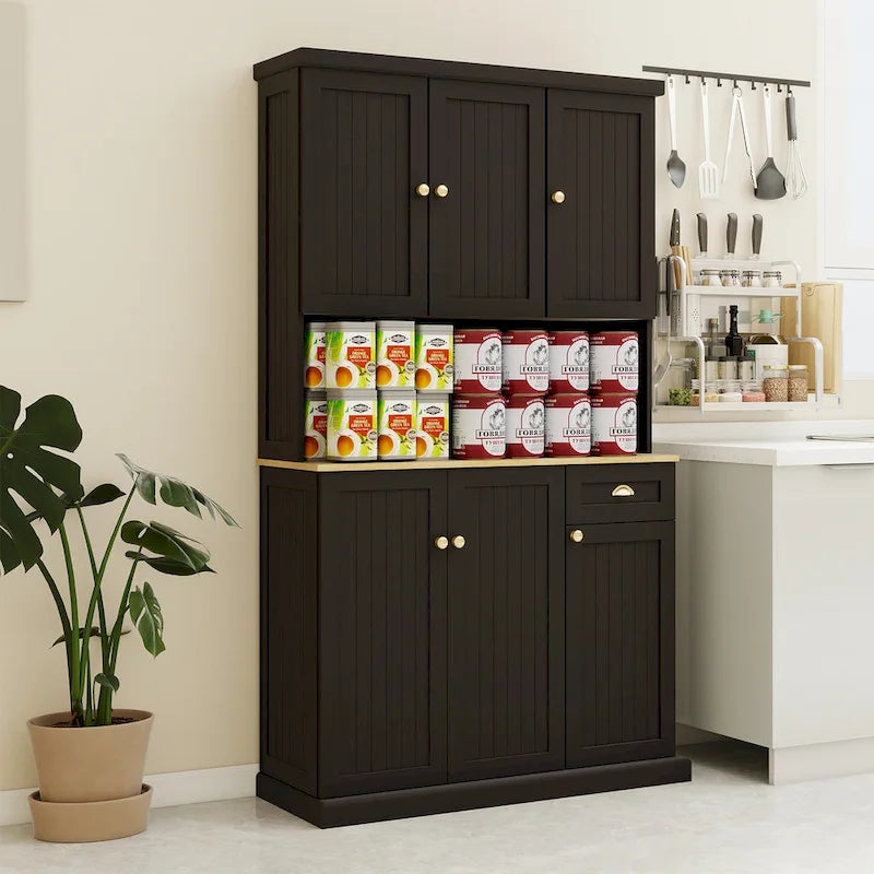 Buffet vaisselier de cuisine avec rangement et étagères réglables