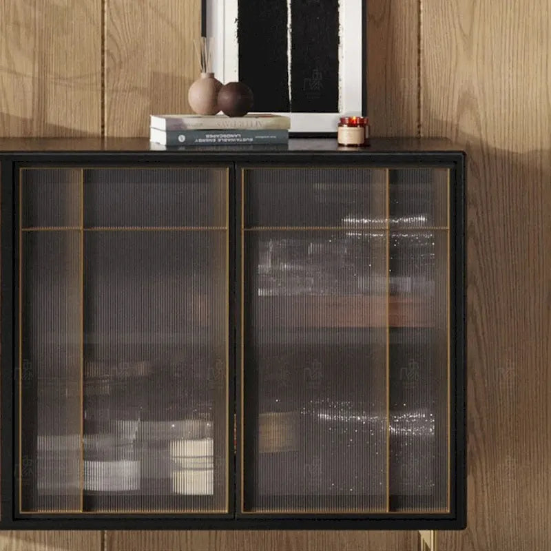 55.12 Buffet-Bahut Moderne Milieu de Siècle 3 Portes, Cadre en Bois Massif Multicouche, Placage Noyer, Entièrement Assemblé - 55.12