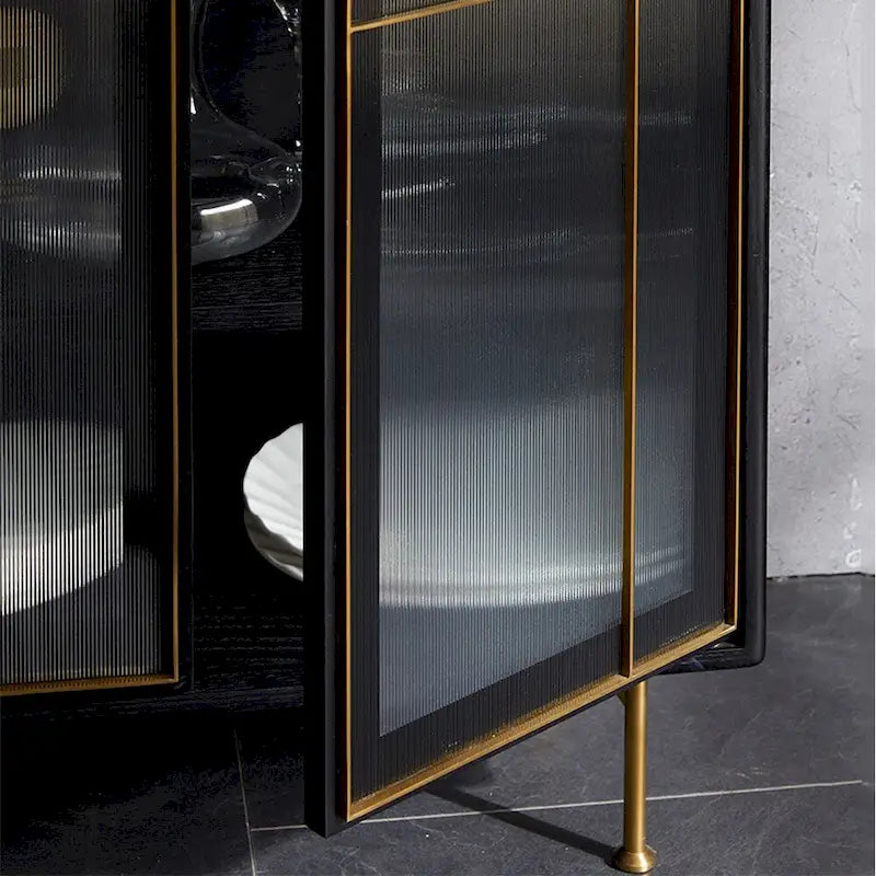 55.12 Buffet-Bahut Moderne Milieu de Siècle 3 Portes, Cadre en Bois Massif Multicouche, Placage Noyer, Entièrement Assemblé - 55.12