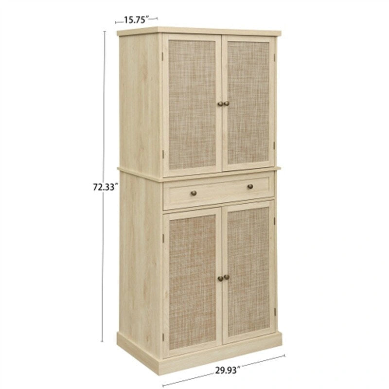 Armoire 4 portes 1 tiroir, avec 4 étagères intérieures réglables, meuble de rangement