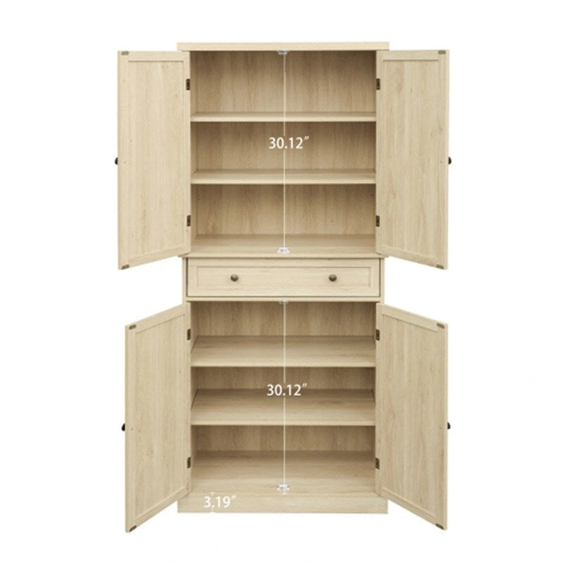 Armoire 4 portes 1 tiroir, avec 4 étagères intérieures réglables, meuble de rangement