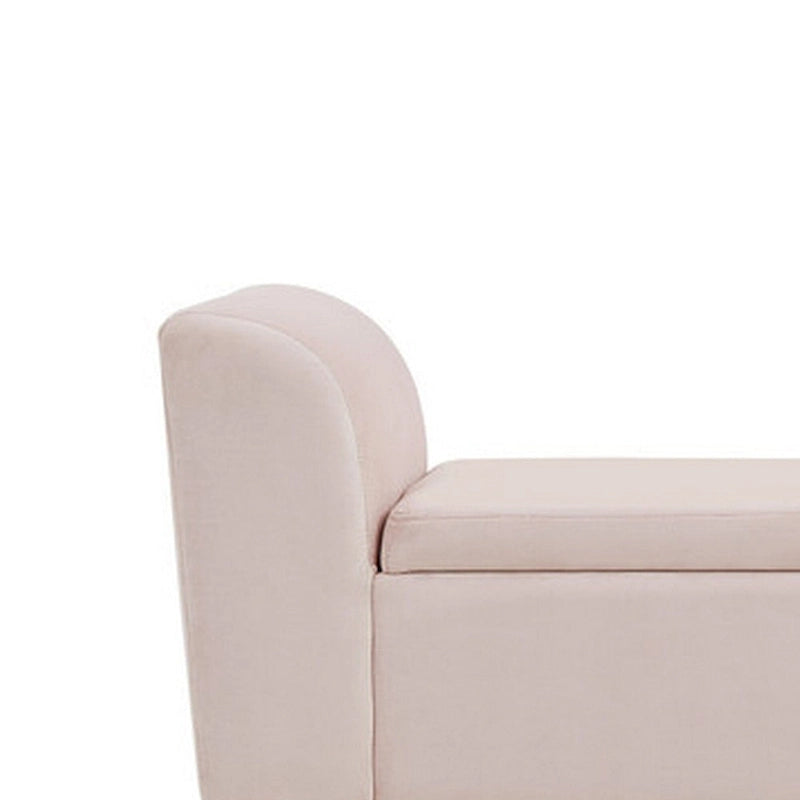 Banc de rangement ottoman Cesar 55 pouces, rembourré, accoudoirs incurvés, velours rose