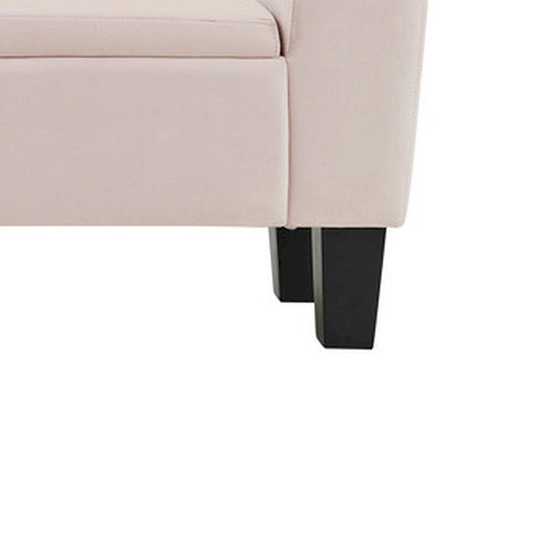 Banc de rangement ottoman Cesar 55 pouces, rembourré, accoudoirs incurvés, velours rose