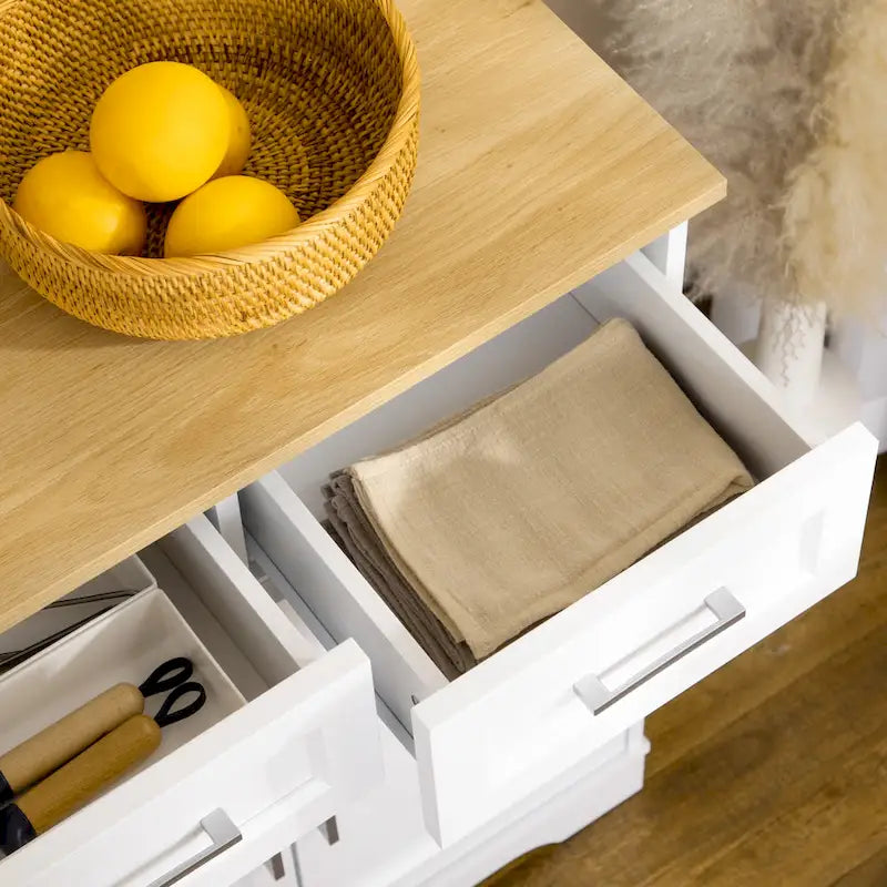HOMCOM Buffet de cuisine moderne avec rangement polyvalent, 3 tiroirs, placards et étagère réglable