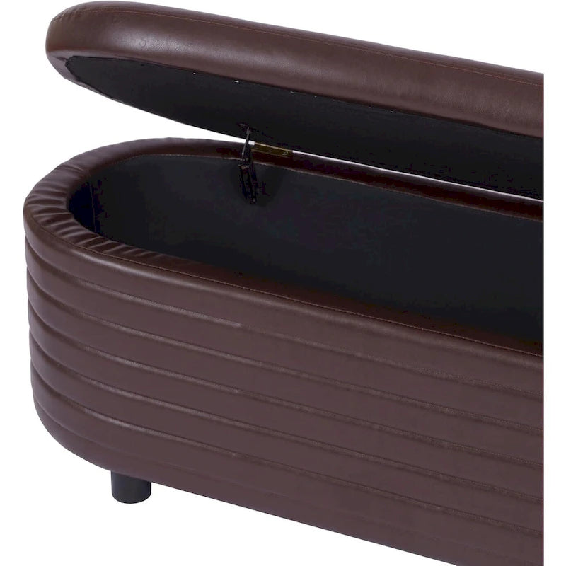 Banc de rangement moderne en cuir PU, repose-pieds rembourré pour entrée avec pieds en bois massif, bout de lit pour salon et chambre à coucher