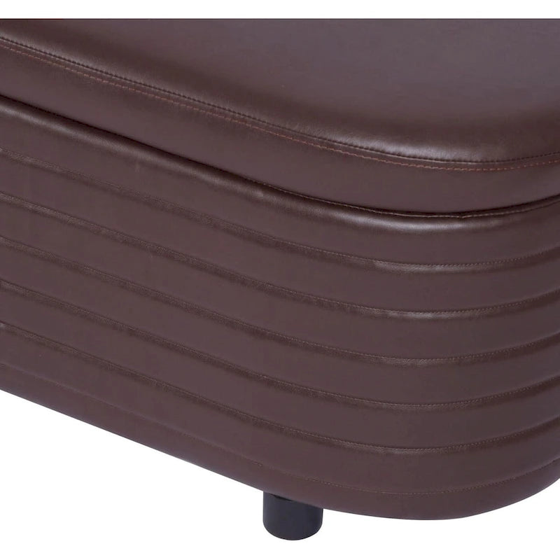 Banc de rangement moderne en cuir PU, repose-pieds rembourré pour entrée avec pieds en bois massif, bout de lit pour salon et chambre à coucher