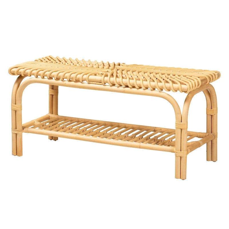 Banc d'appoint Himari en rotin naturel marron style bohème moderne