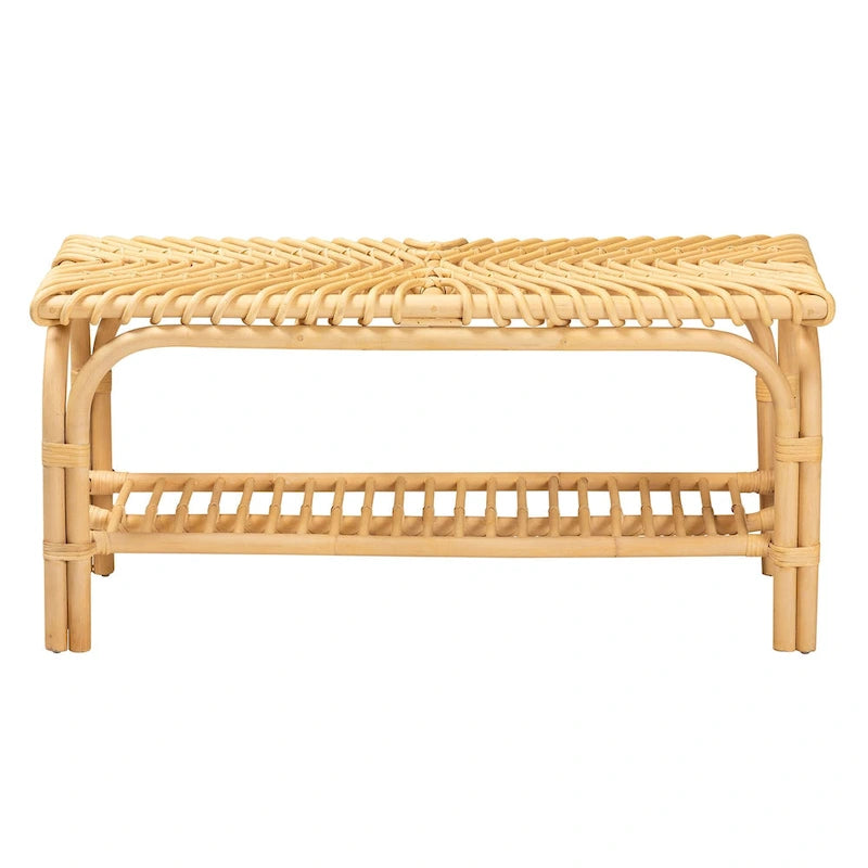 Banc d'appoint Himari en rotin naturel marron style bohème moderne