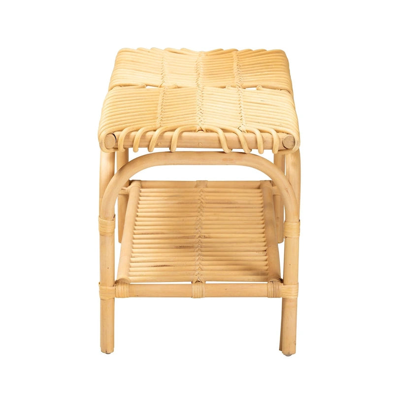 Banc d'appoint Himari en rotin naturel marron style bohème moderne