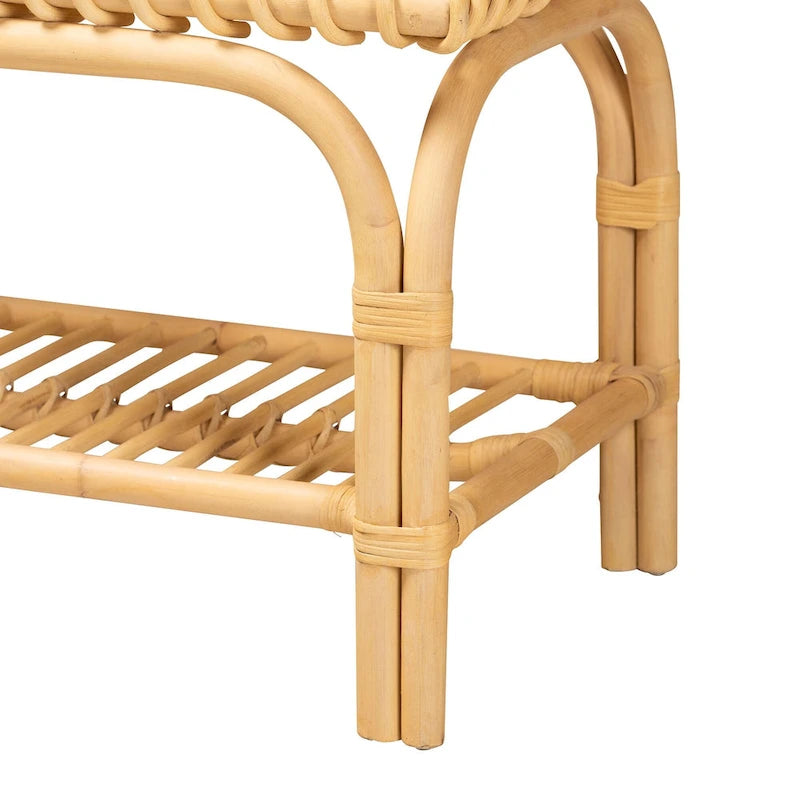 Banc d'appoint Himari en rotin naturel marron style bohème moderne