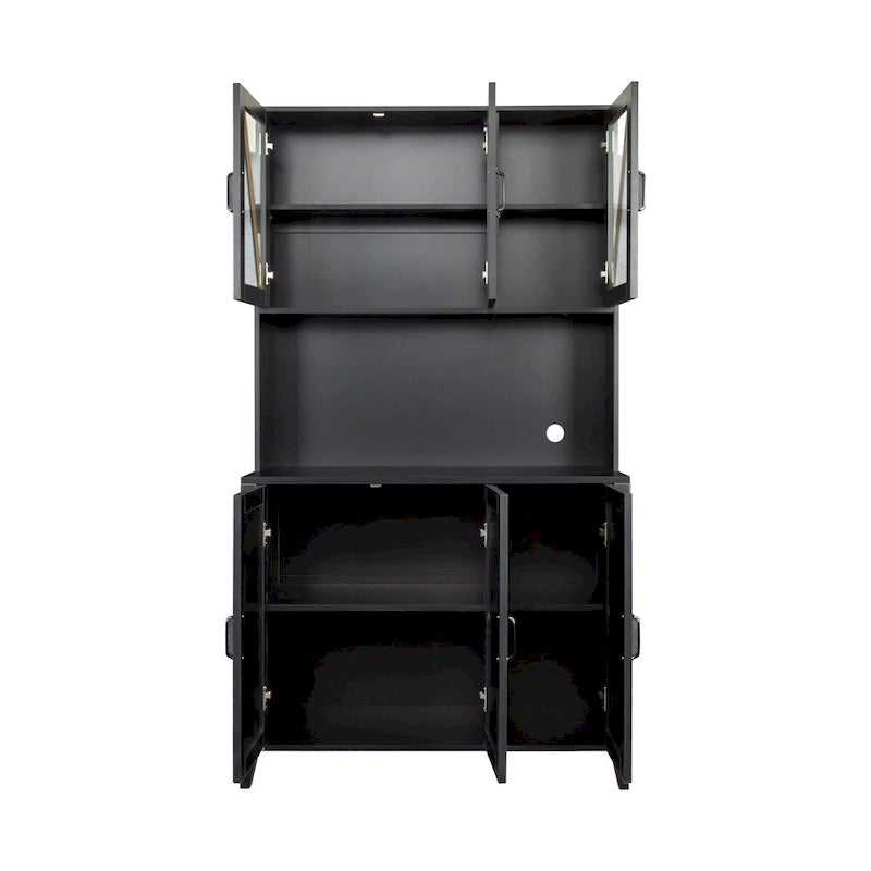 Armoire de rangement de garde-manger avec portes vitrées