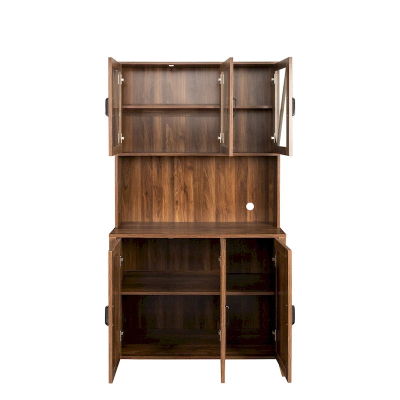 Armoire de rangement de garde-manger avec portes vitrées