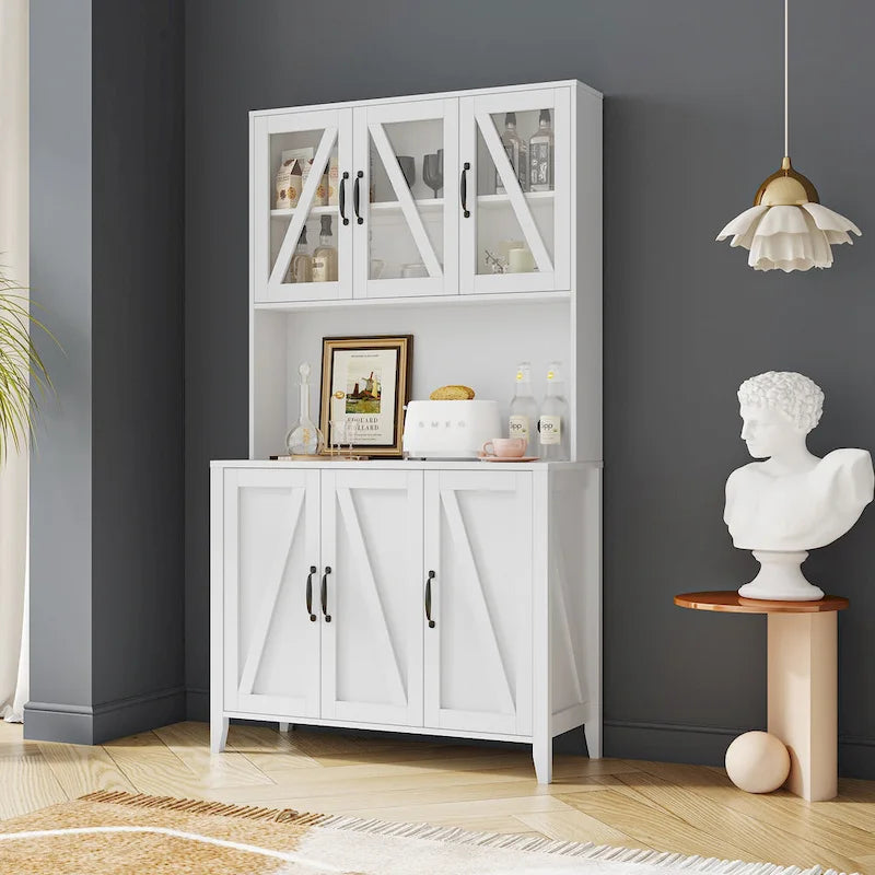 Armoire de rangement de garde-manger avec portes vitrées