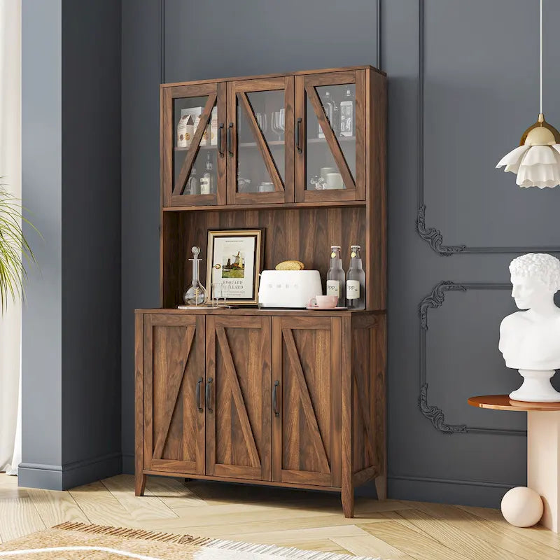 Armoire de rangement de garde-manger avec portes vitrées