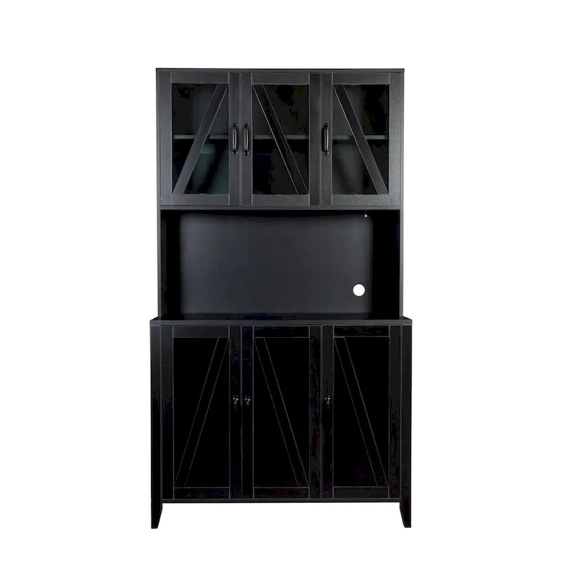 Armoire de rangement de garde-manger avec portes vitrées