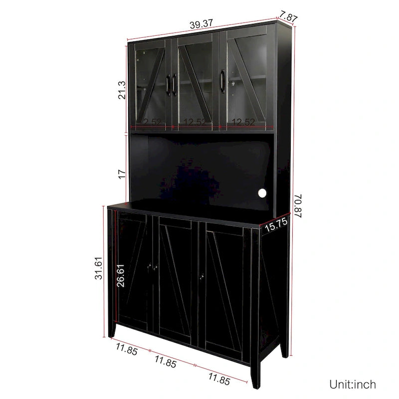Armoire de rangement de garde-manger avec portes vitrées
