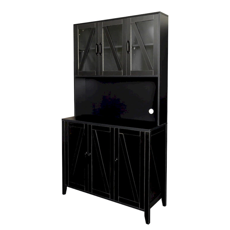 Armoire de rangement de garde-manger avec portes vitrées