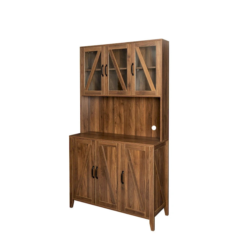 Armoire de rangement de garde-manger avec portes vitrées