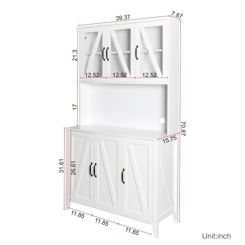 Armoire de rangement de garde-manger avec portes vitrées