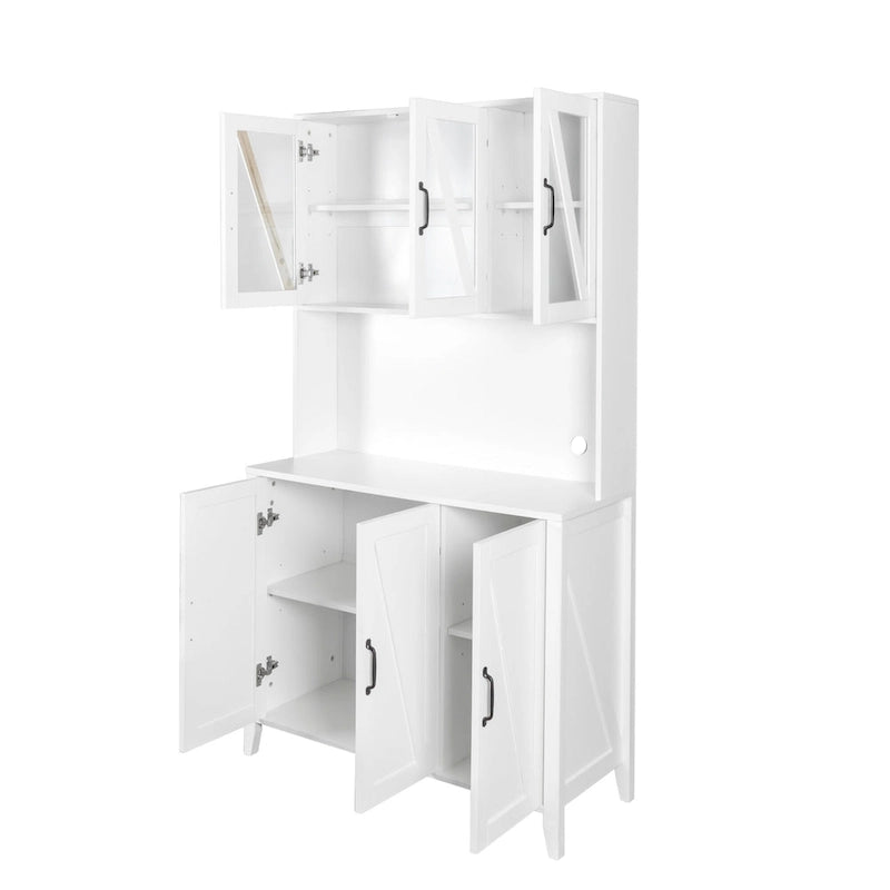 Armoire de rangement de garde-manger avec portes vitrées