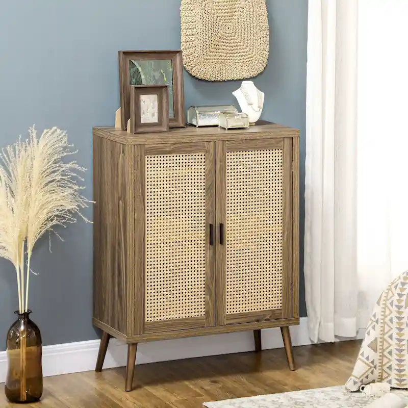 Buffet bas HOMCOM avec portes en rotin
