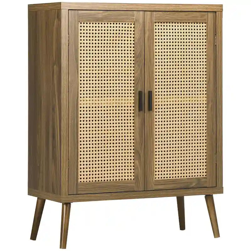 Buffet bas HOMCOM avec portes en rotin