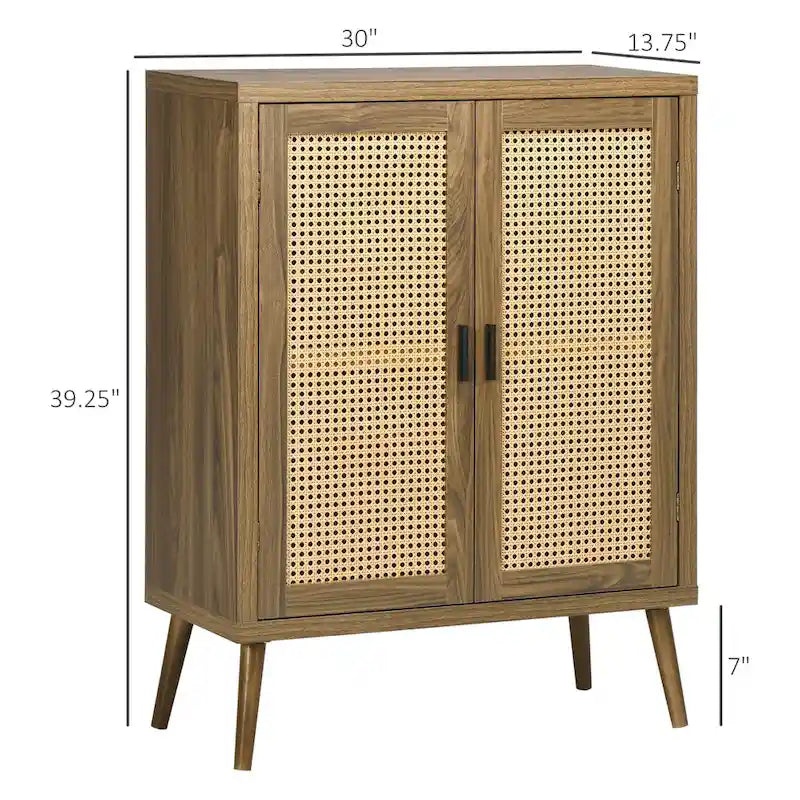 Buffet bas HOMCOM avec portes en rotin