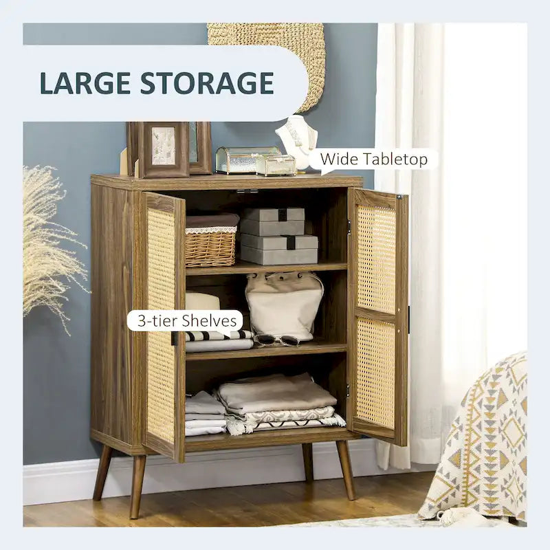 Buffet bas HOMCOM avec portes en rotin