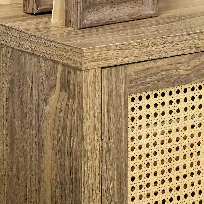 Buffet bas HOMCOM avec portes en rotin