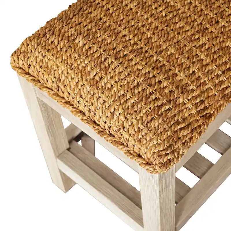 M4H Lindos Banc à chaussures de rangement en jacinthe d'eau et bois massif