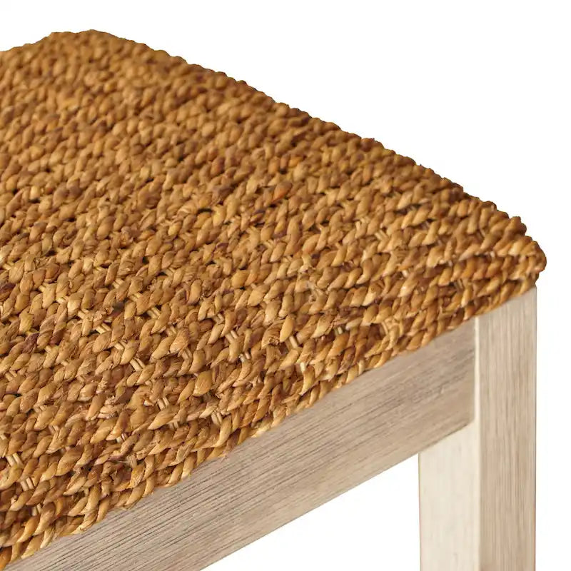 M4H Lindos Banc à chaussures de rangement en jacinthe d'eau et bois massif