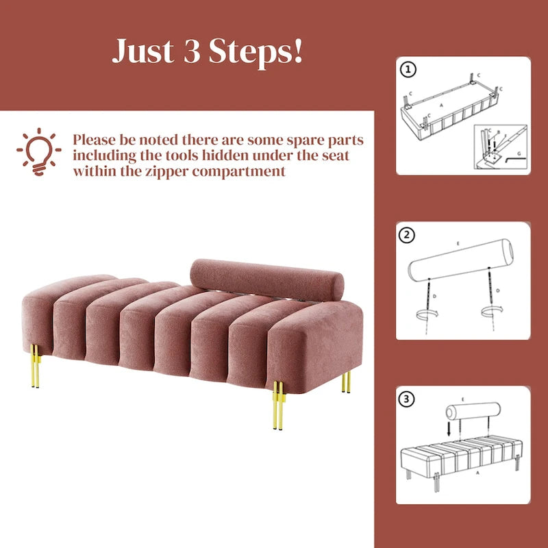 Ouyessir 52.2 Banquette de fenêtre moderne capitonnée avec dossier réglable