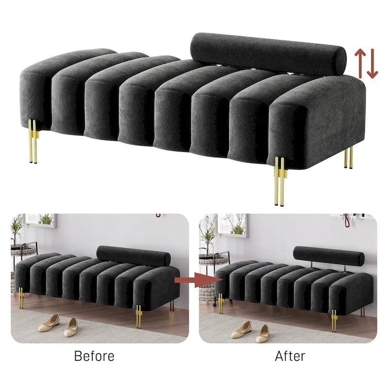 Ouyessir 52.2 Banquette de fenêtre moderne capitonnée avec dossier réglable