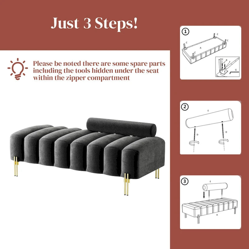 Ouyessir 52.2 Banquette de fenêtre moderne capitonnée avec dossier réglable