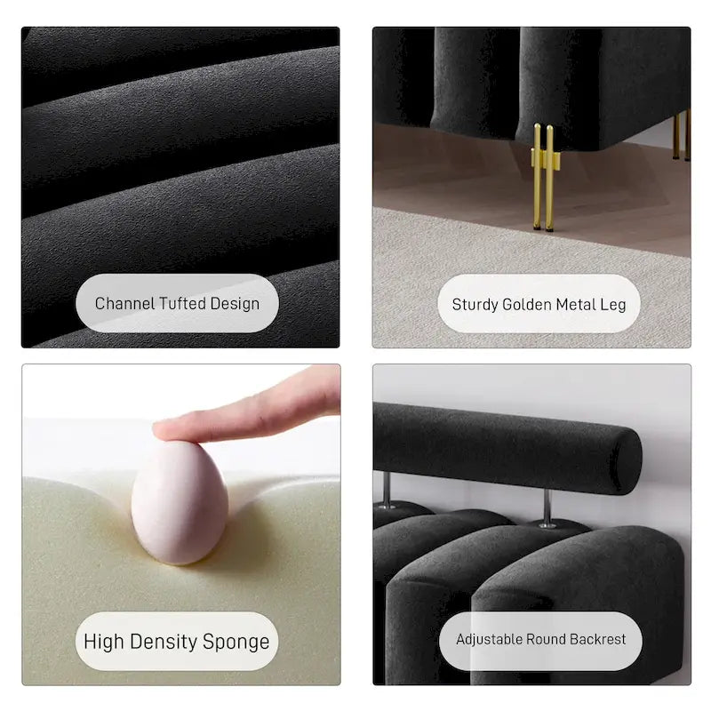 Ouyessir 52.2 Banquette de fenêtre moderne capitonnée avec dossier réglable