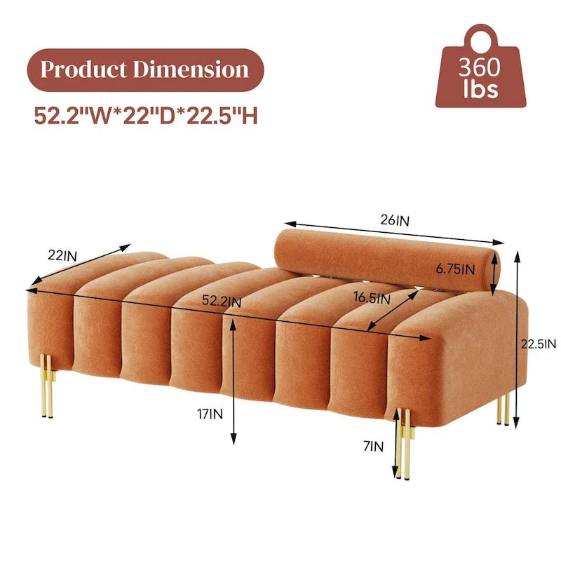 Ouyessir 52.2 Banquette de fenêtre moderne capitonnée avec dossier réglable