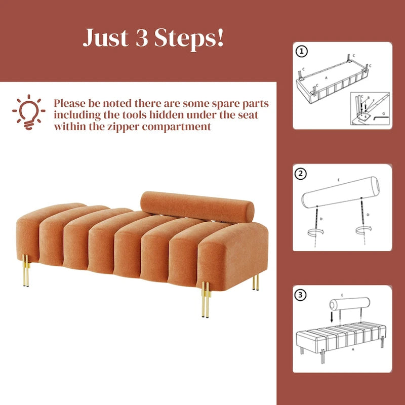 Ouyessir 52.2 Banquette de fenêtre moderne capitonnée avec dossier réglable
