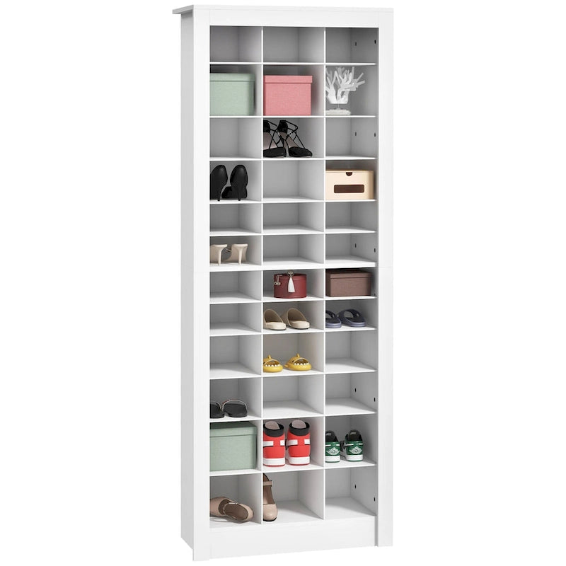 HOMCOM Meuble à chaussures de 180 cm de haut pour entrée, Organiseur de rangement pour chaussures étroit, Blanc