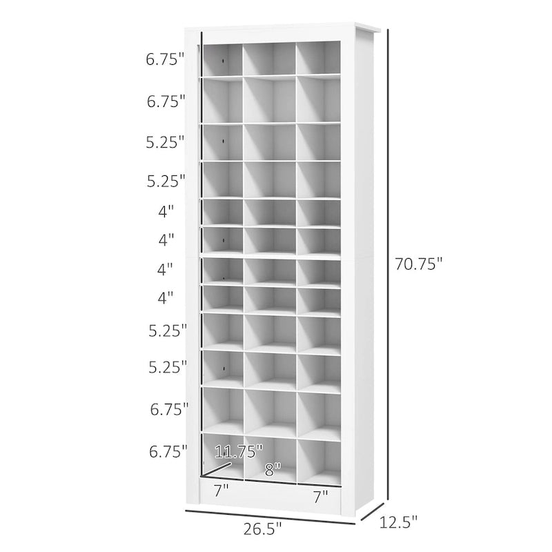 HOMCOM Meuble à chaussures de 180 cm de haut pour entrée, Organiseur de rangement pour chaussures étroit, Blanc