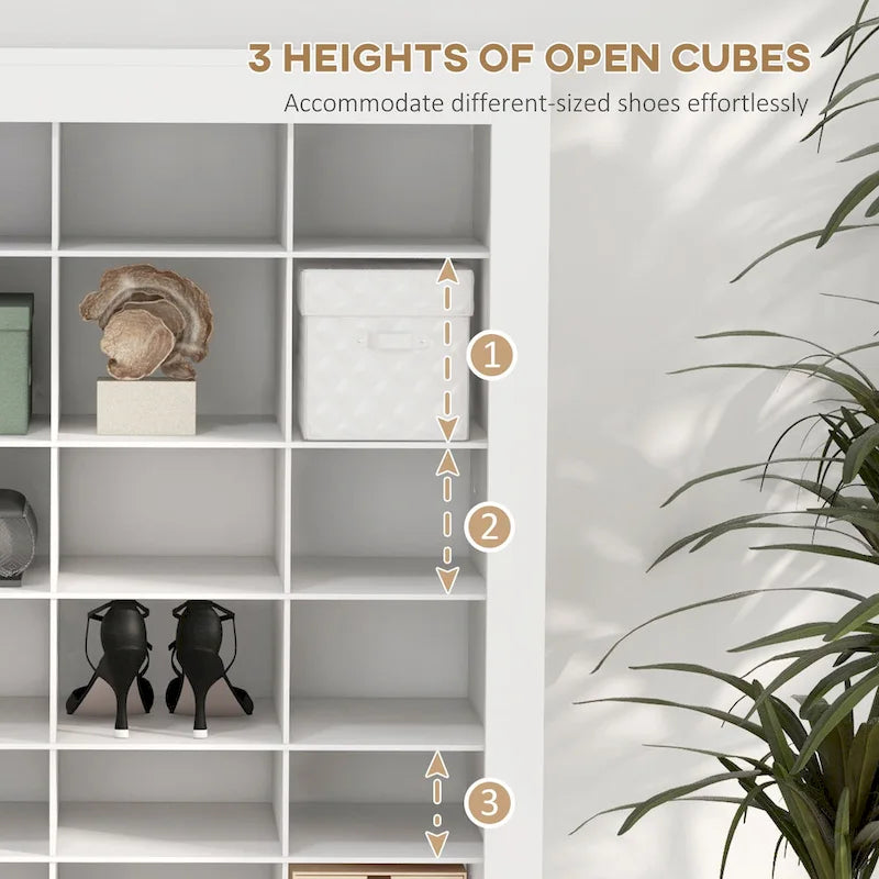 HOMCOM Meuble à chaussures de 180 cm de haut pour entrée, Organiseur de rangement pour chaussures étroit, Blanc