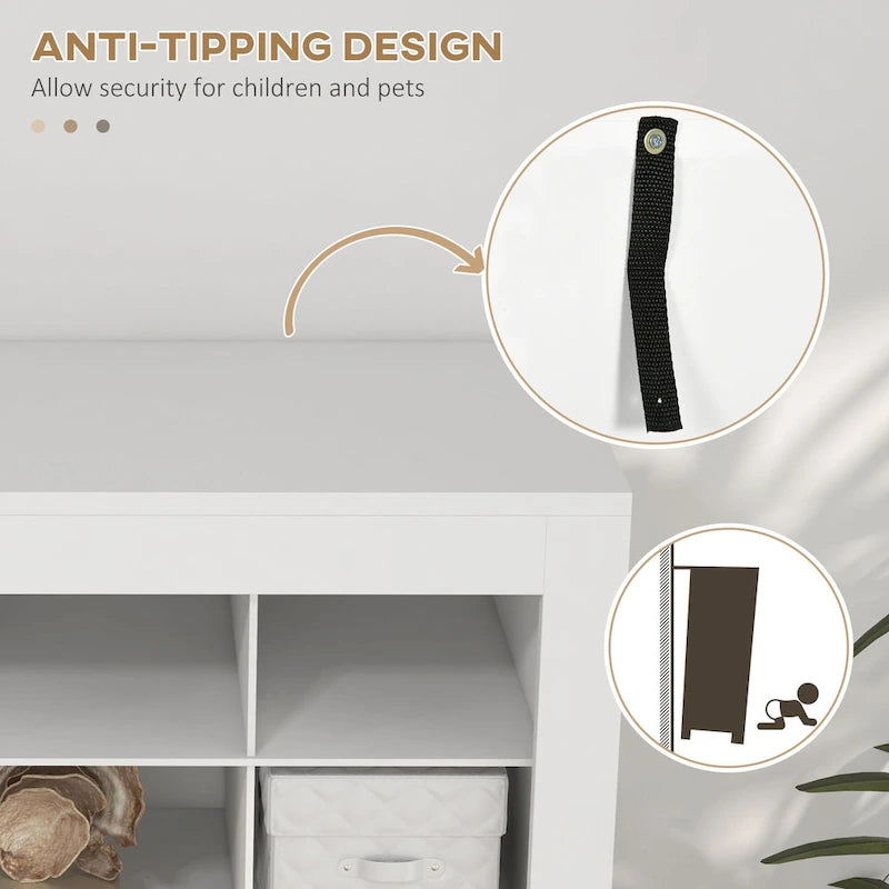 HOMCOM Meuble à chaussures de 180 cm de haut pour entrée, Organiseur de rangement pour chaussures étroit, Blanc