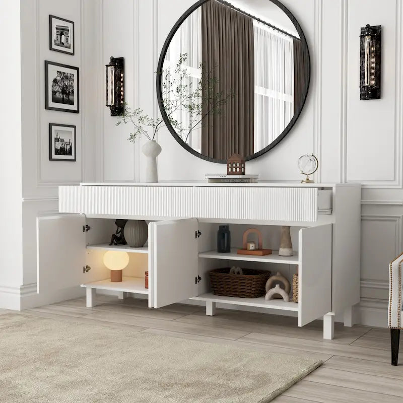 Buffet Bibliothèque Laqué Polyvalent pour Organisateur de Maison 63W - 63