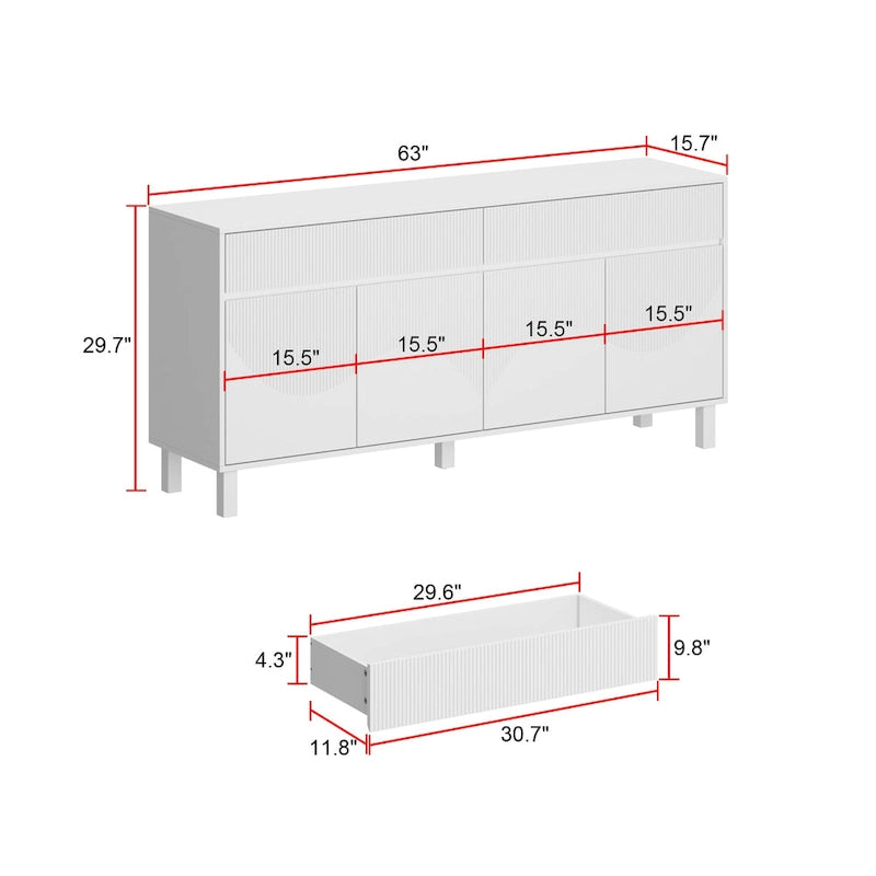 Buffet Bibliothèque Laqué Polyvalent pour Organisateur de Maison 63W - 63