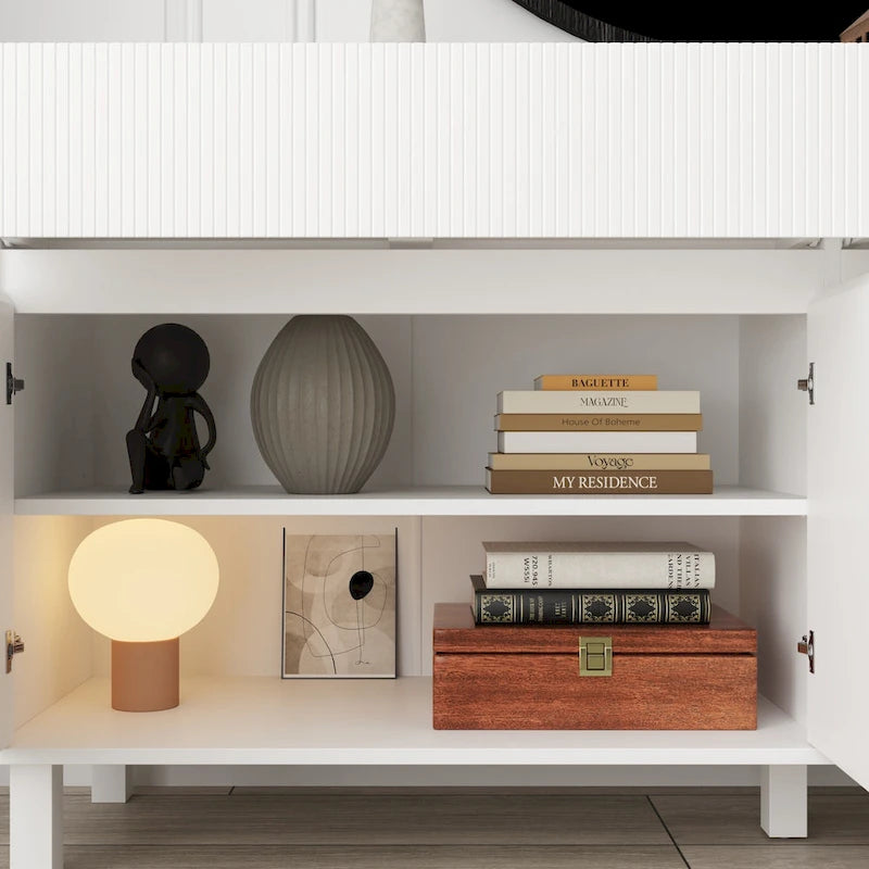 Buffet Bibliothèque Laqué Polyvalent pour Organisateur de Maison 63W - 63