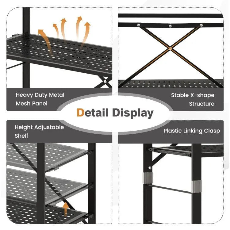 Étagères réglables à 5 niveaux avec roulettes pour garage, cuisine, balcon - 30 x 13.5 x 60