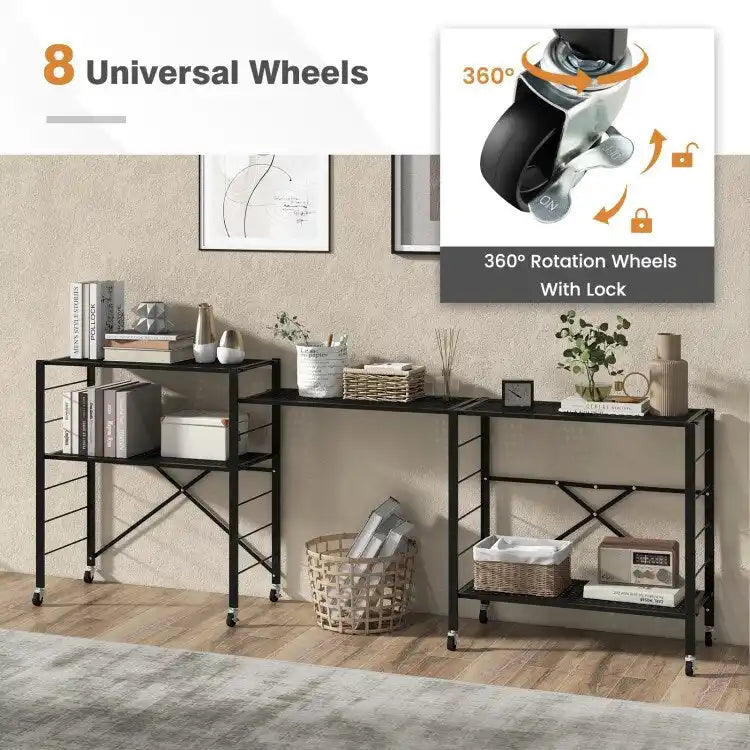 Étagères réglables à 5 niveaux avec roulettes pour garage, cuisine, balcon - 30 x 13.5 x 60