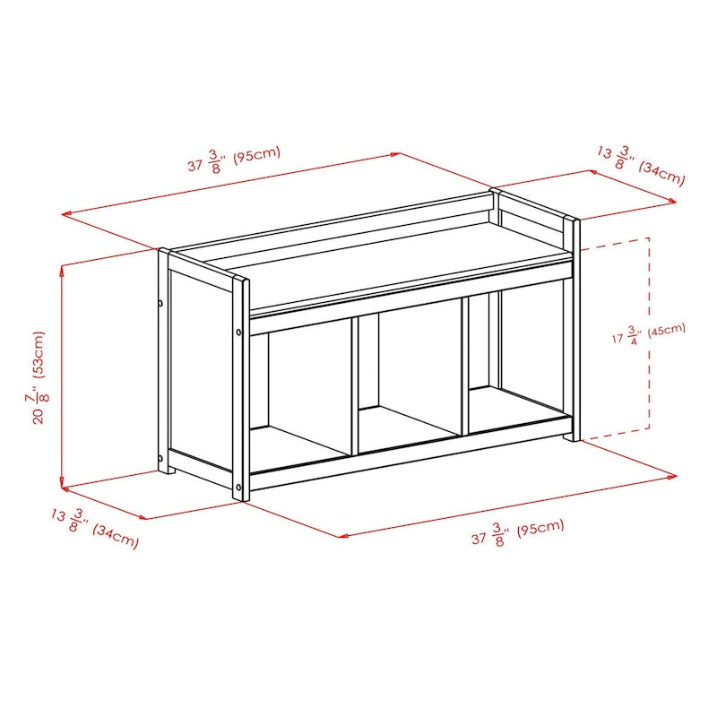 Banc de rangement 4 pièces Addison avec 3 paniers pliables en tissu - 37.4W x 13.3D x 20.8H