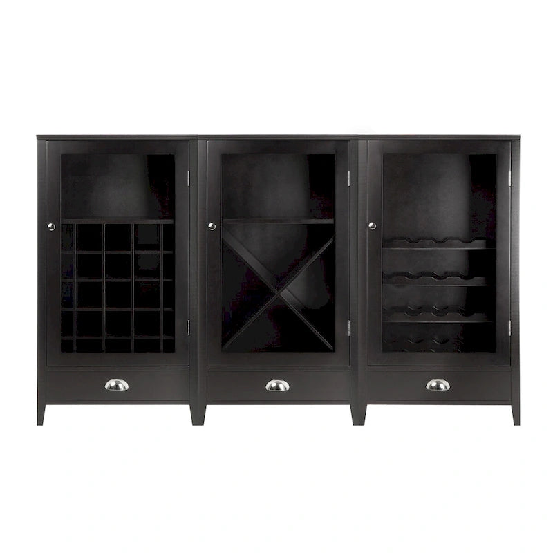 Ensemble meuble à vin modulaire 3 pièces, espresso - 22,64 x 15,75 x 40 pouces